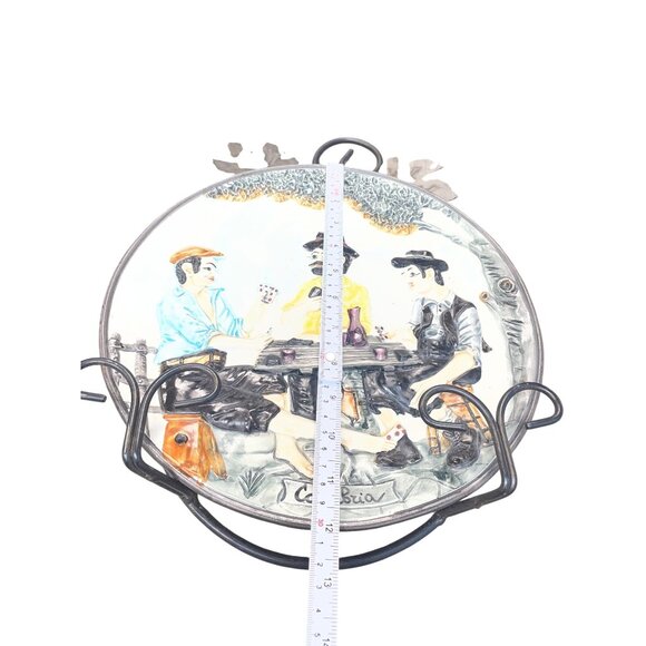 Mid Century Calabria Italian VTG Ceramic Raised Scene Hand painted Wall Art - Picture 4 of 10